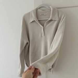 A&F Soft collection Cream Collared Sweater